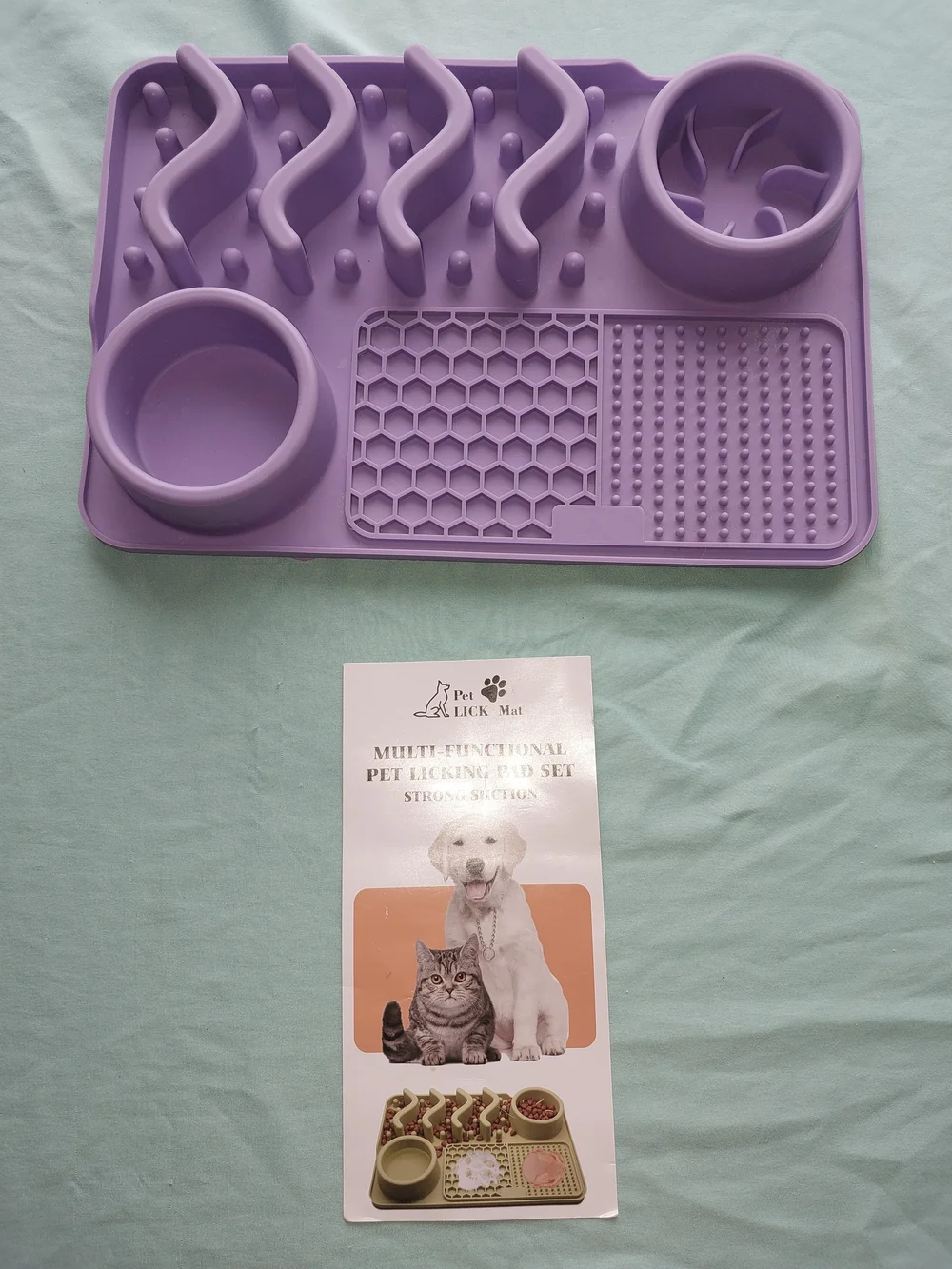 Purple Slow Feeder Lick Mat and Bath Mitt Set - Unbranded